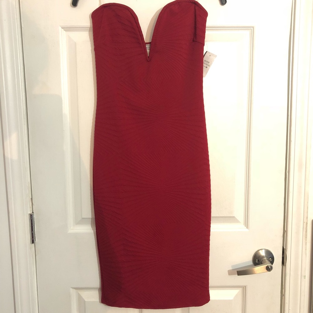 Strapless Red Burgundy Dress